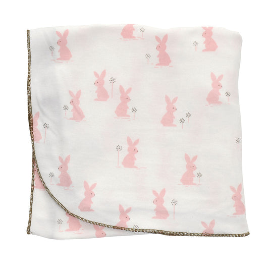 Organic Cotton Swaddler Blanket (Blush bunny print)