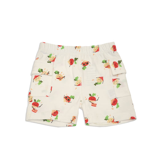 Organic Cotton Cargo Pocket Shorts (Rad Radish Print)