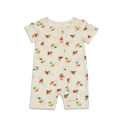 Organic Cotton Short Sleeve Zippy romper (Rad Radish Prt)