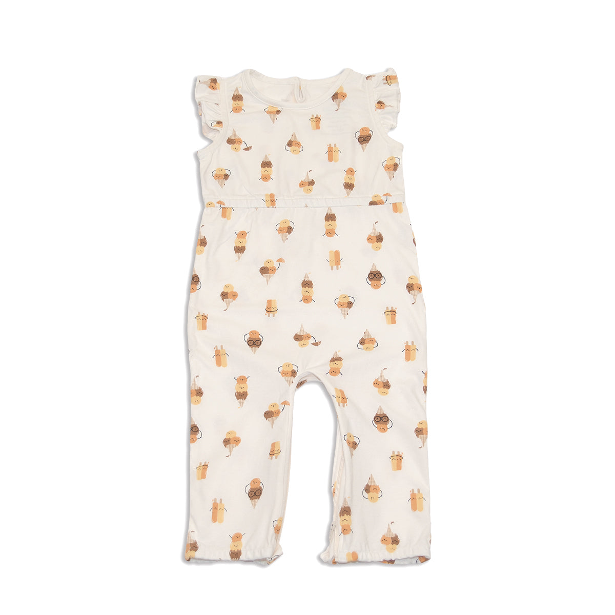 Organic cotton Flutter Sleeve Zippy Romper (Icy Pals Print)