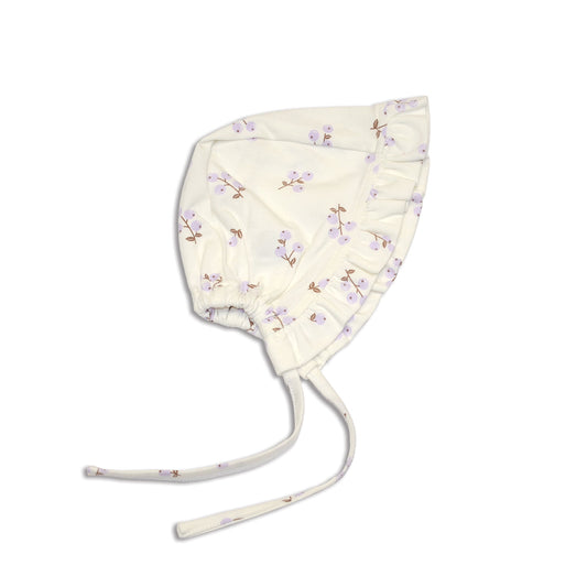 Organic Cotton Baby Ruffle Bonnet (Winter Berries Print)