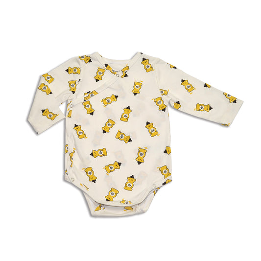 Organic Cotton Kimono Onesie (Honey Bear Print)