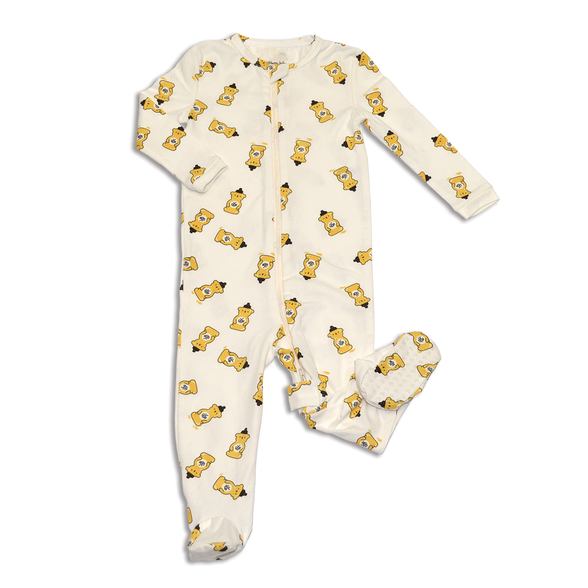 Organic Cotton Zip-up Footies (Honey Bear Print)