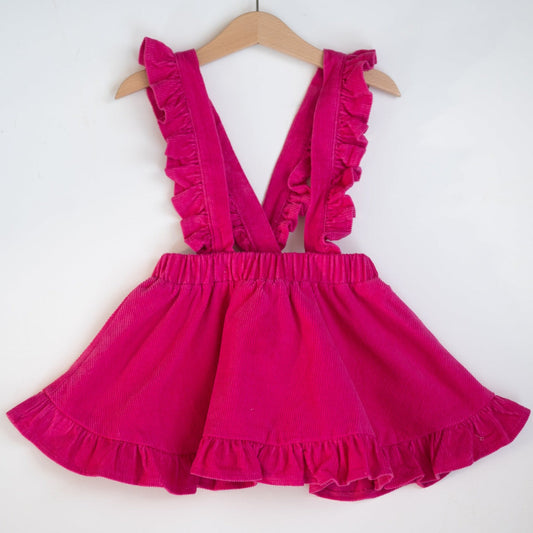 Hot Pink Corduroy Pinafore Skirt Baby Toddler Girls