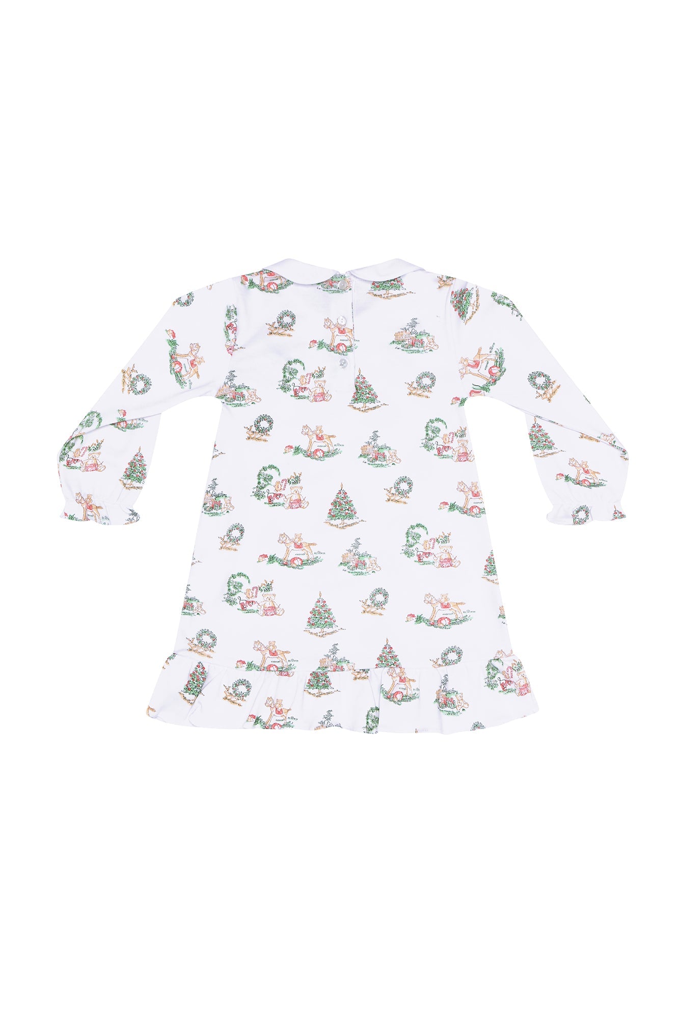 Girls Christmas Toile Long Sleeve Pima Cotton Playtime Dress