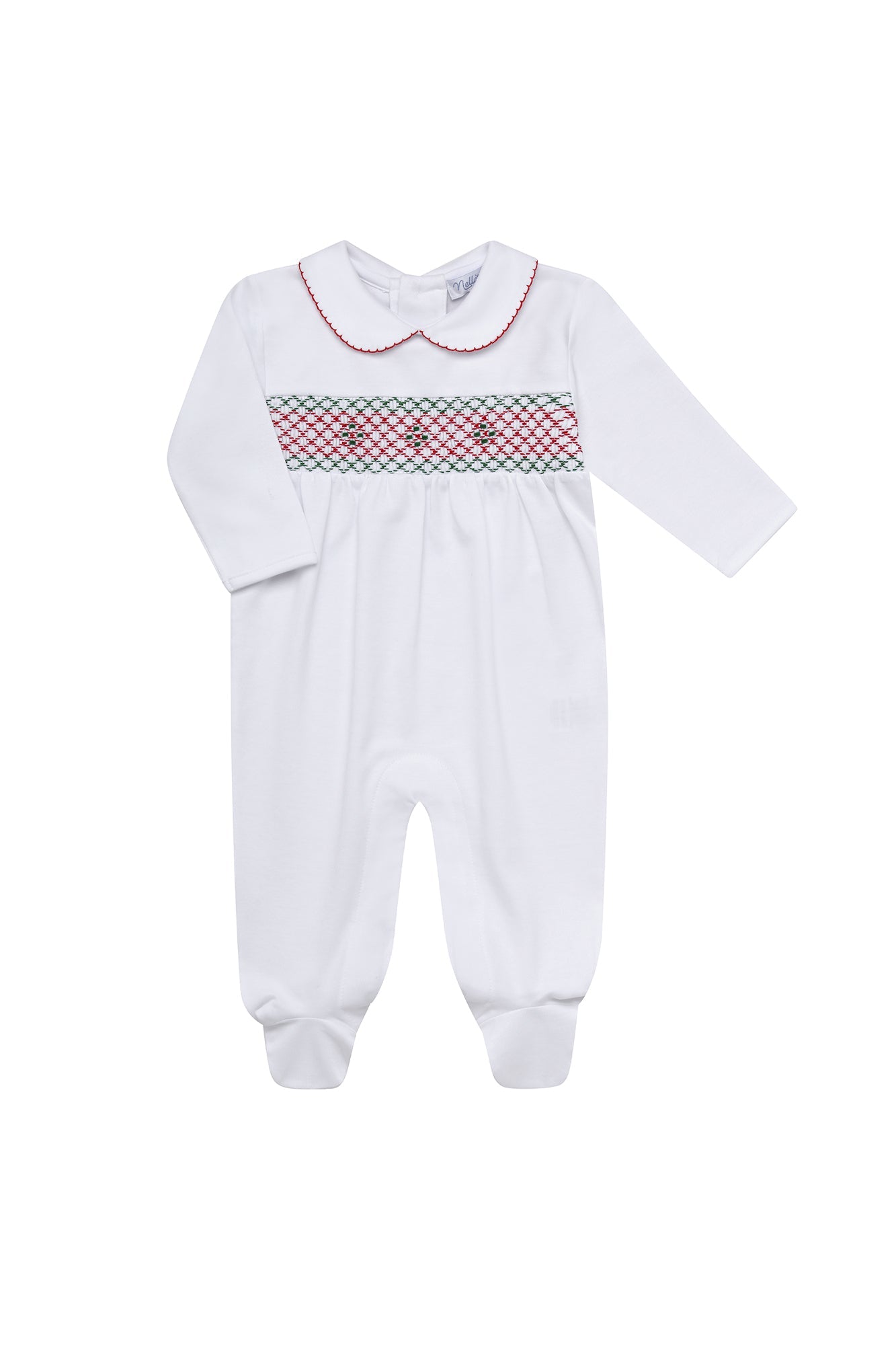 Christmas Smocked Baby Pima Cotton Footie