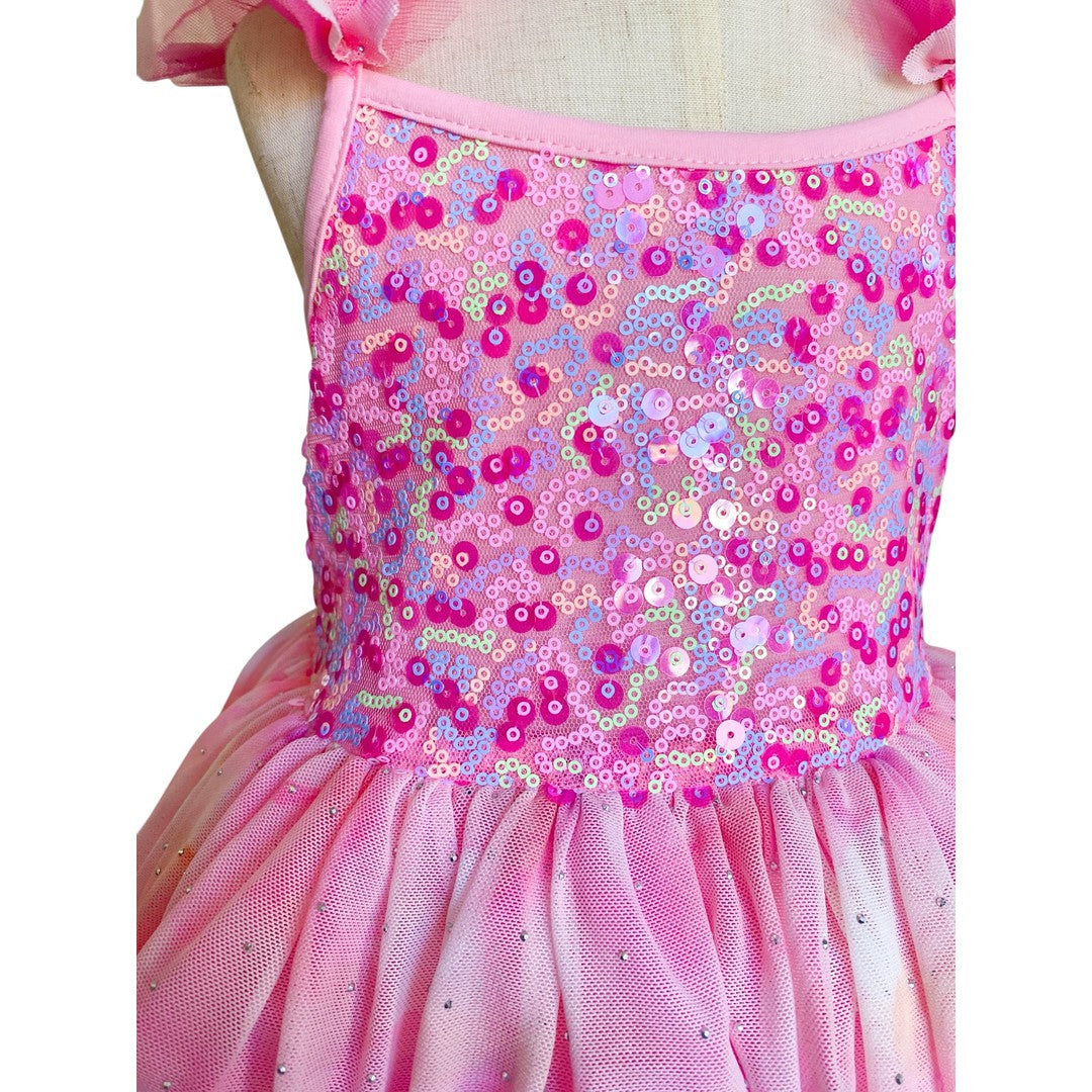 Girls Ombre Pink Sparkle Tulle Dress