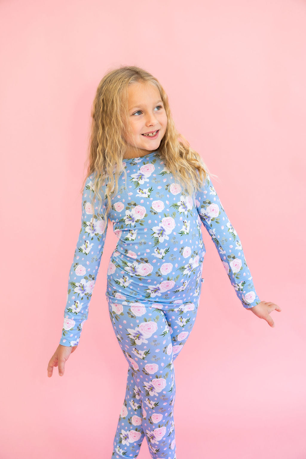 Girls Lillian Floral Bamboo Long Sleeve Pajama Set