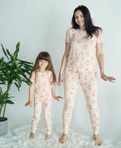 Women's Bamboo Short Sleeve Pajama Set - Plantastic Print