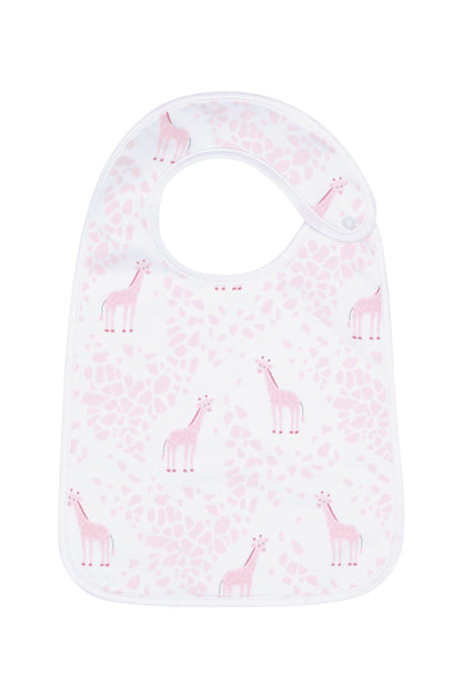 Pink Giraffe Print Feeding Bib