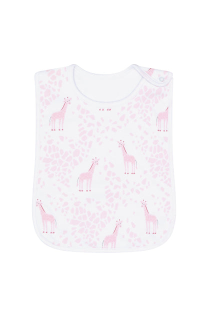 Pink Giraffe Print Feeding Bib