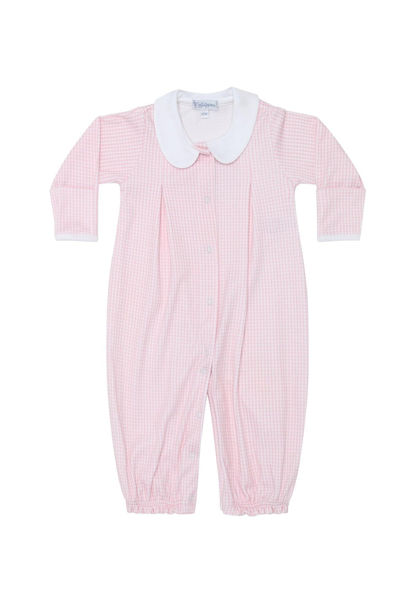 Girls Pink Gingham Pima Cotton Converter Gown