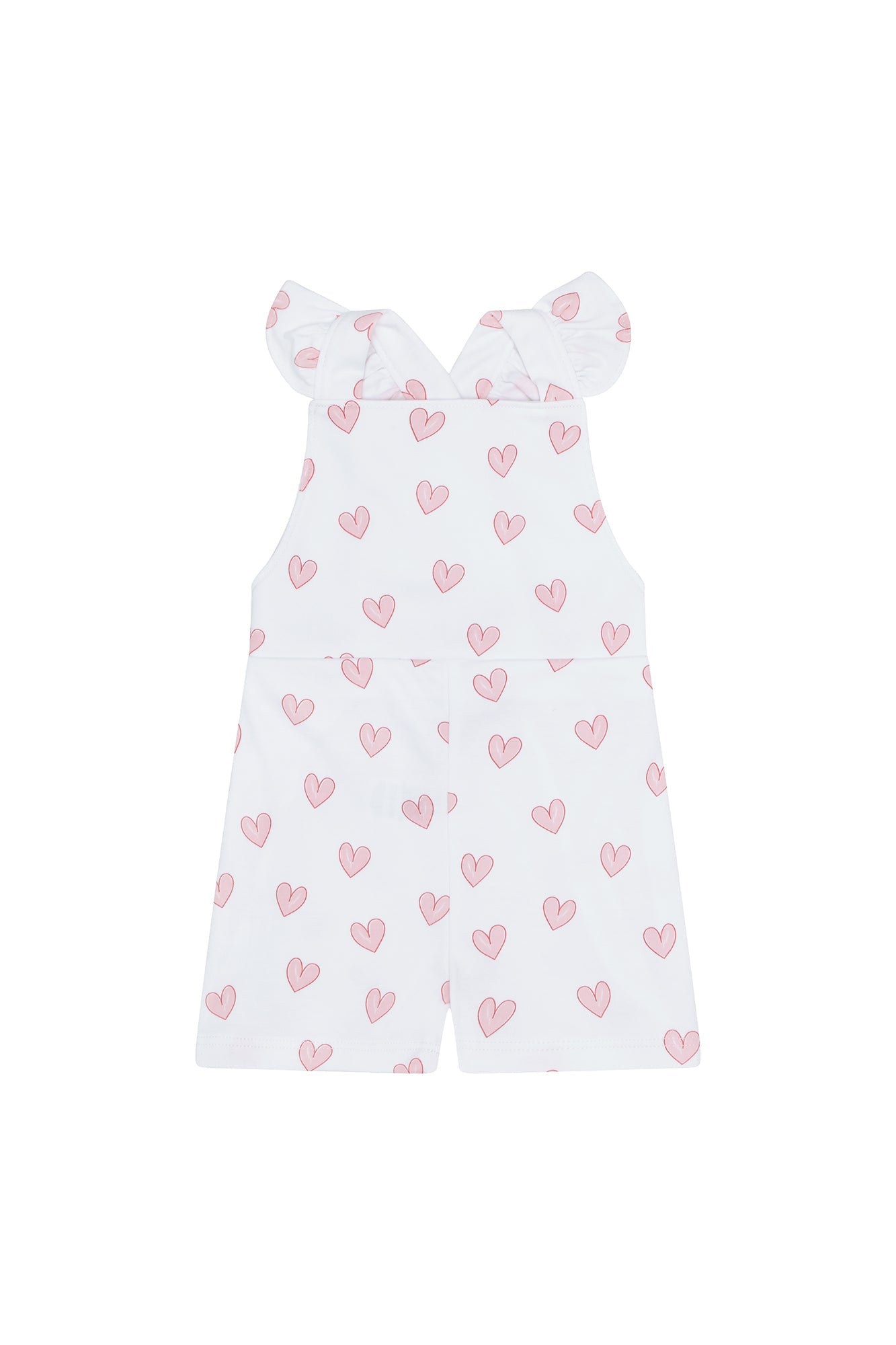 Girls Pink Heart Print Romper