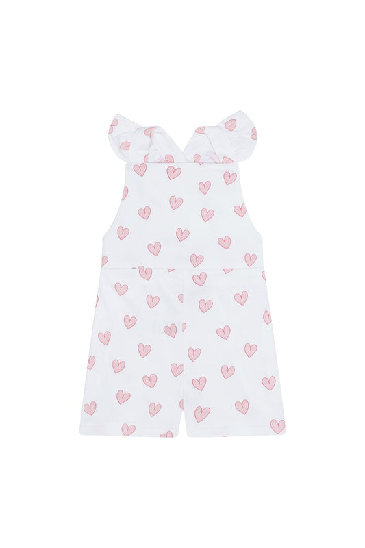 Girls Pink Heart Print Romper