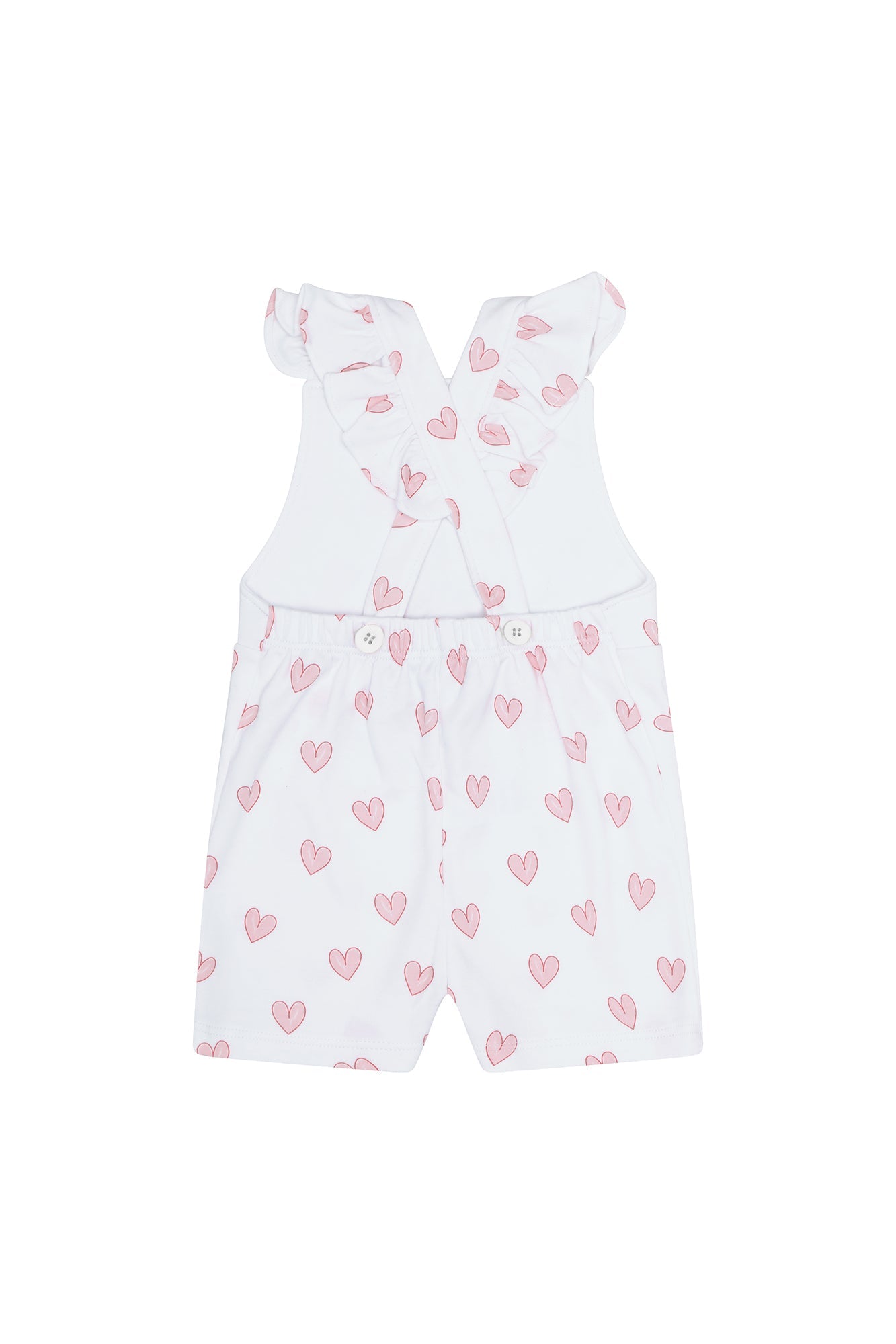 Girls Pink Heart Print Romper