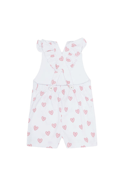 Girls Pink Heart Print Romper