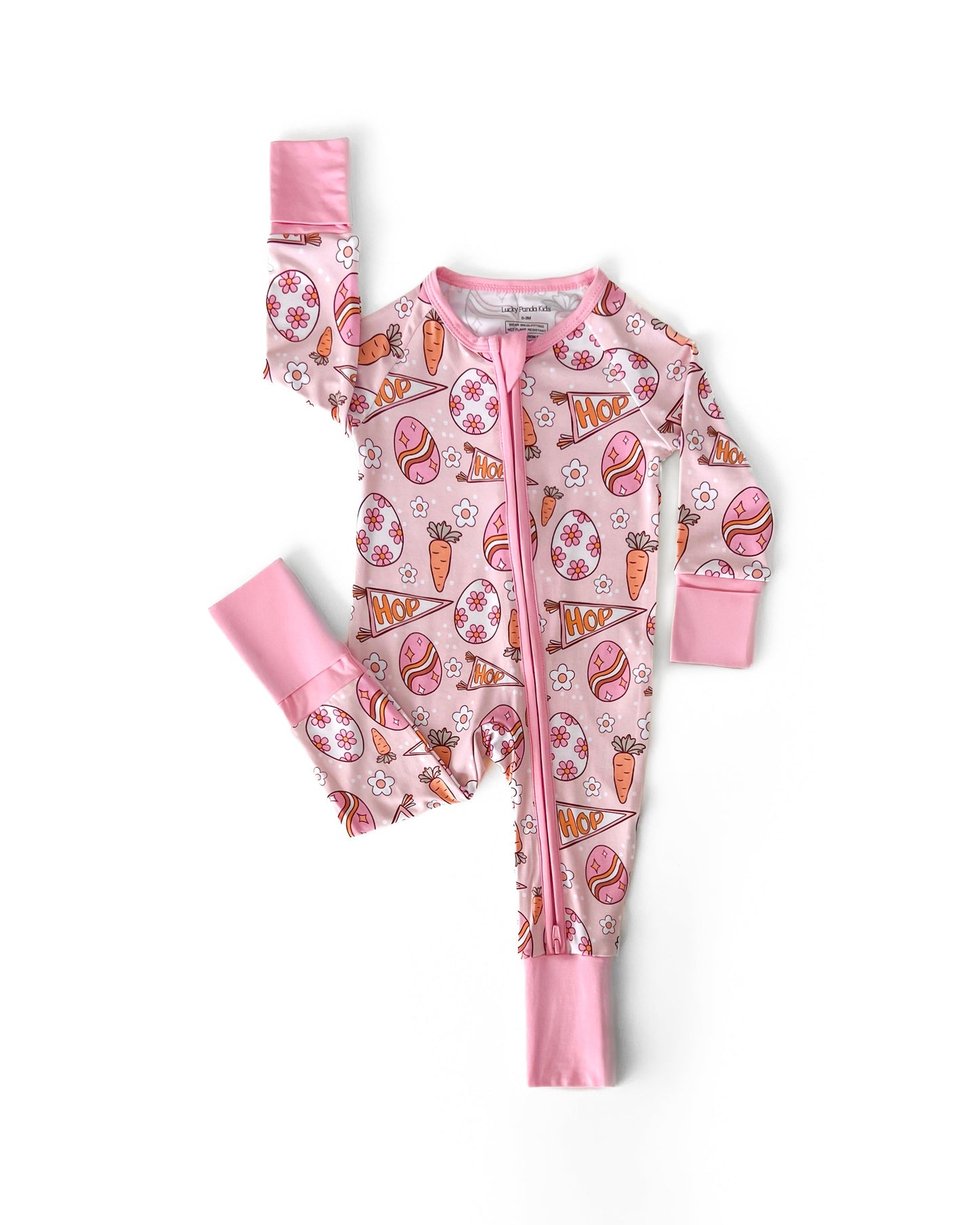 Baby Girl Easter Hop Bamboo Zip Pajama Romper