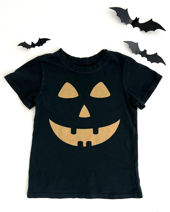 Jack-O-Lantern Kids Tee in Vintage Black Super Soft Cotton