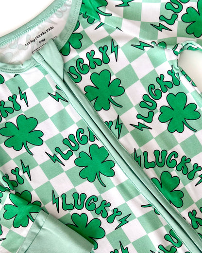 Baby Bamboo Zip Pajama Romper | Lucky Shamrock