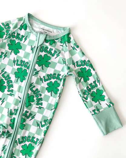 Baby Bamboo Zip Pajama Romper | Lucky Shamrock