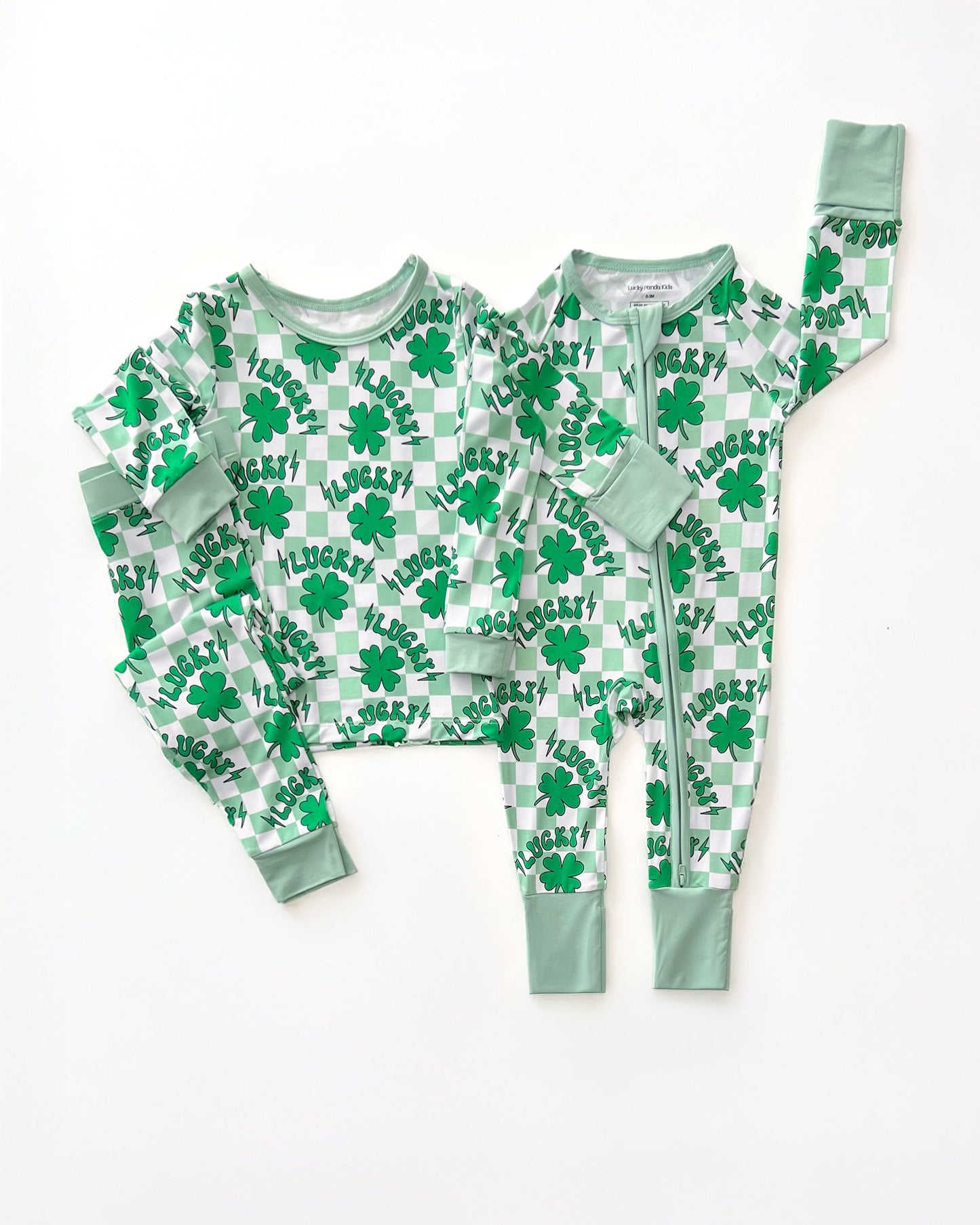 Baby Bamboo Zip Pajama Romper | Lucky Shamrock