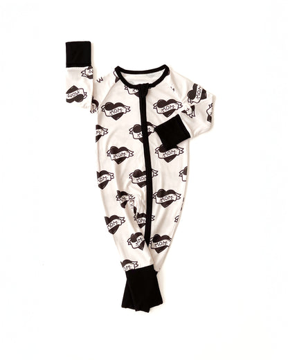 Baby Boy Love Mom Bamboo Zip Pajama Romper