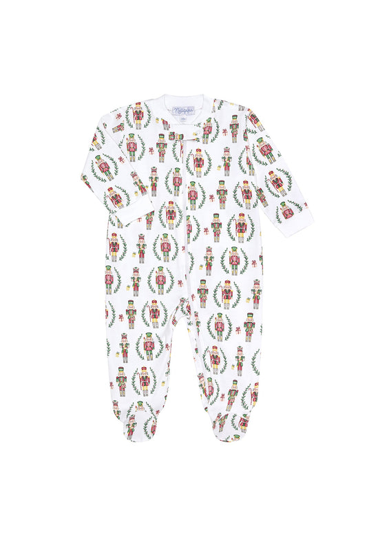 Christmas Nutcrackers Pima Cotton Baby Girl Zipper Footie for a cozy and stylish holiday season by Nellapima