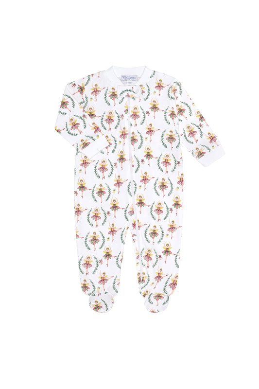 Christmas Fairy themed Pima Cotton Baby Footie, ideal for cozy festive celebrations by Nella Pima