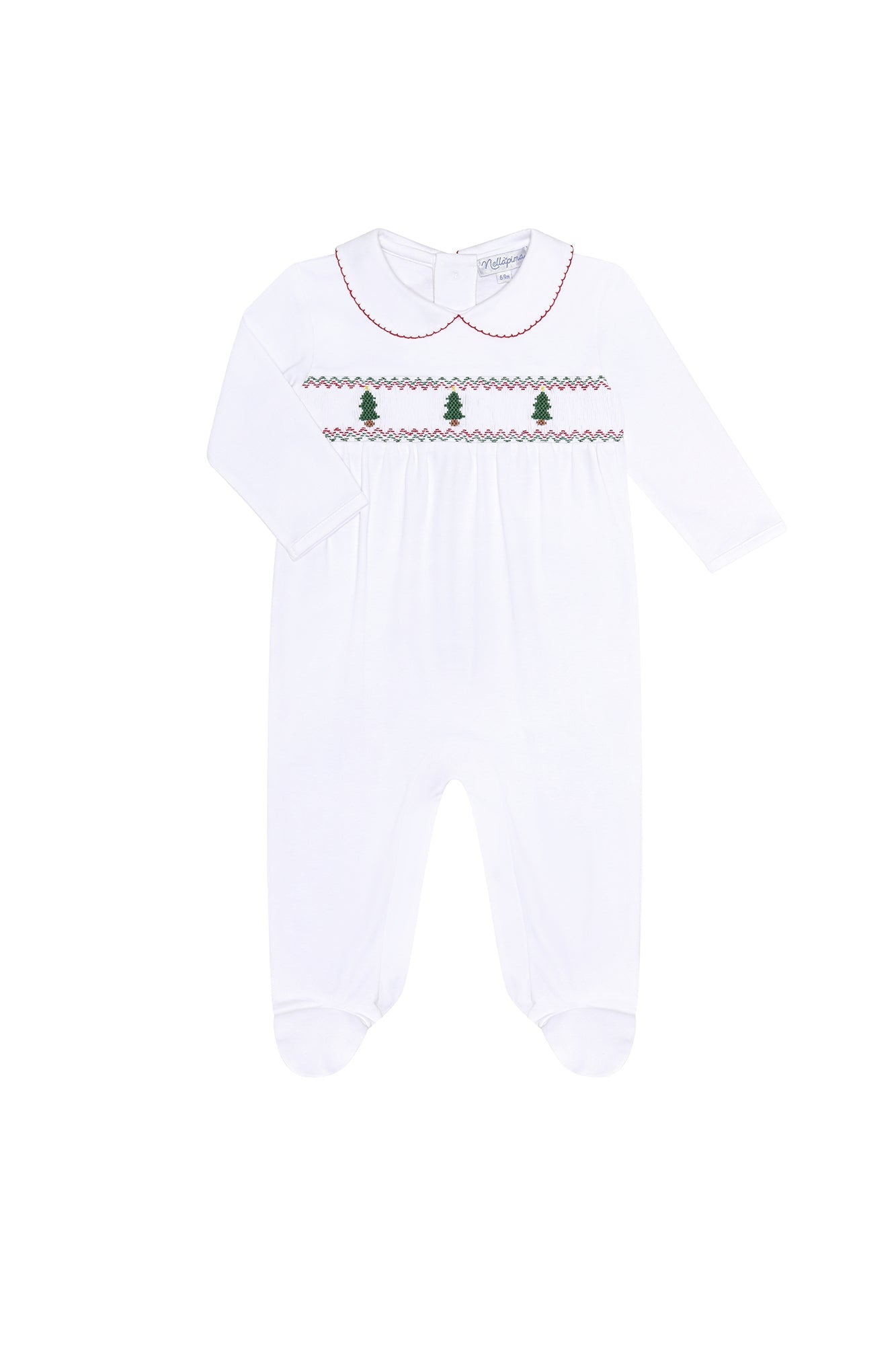 Christmas Tree Smocked Baby Pima Cotton Footie