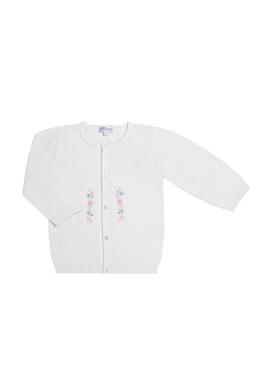 Girls Flowers Pima Cotton Knit Cardigan