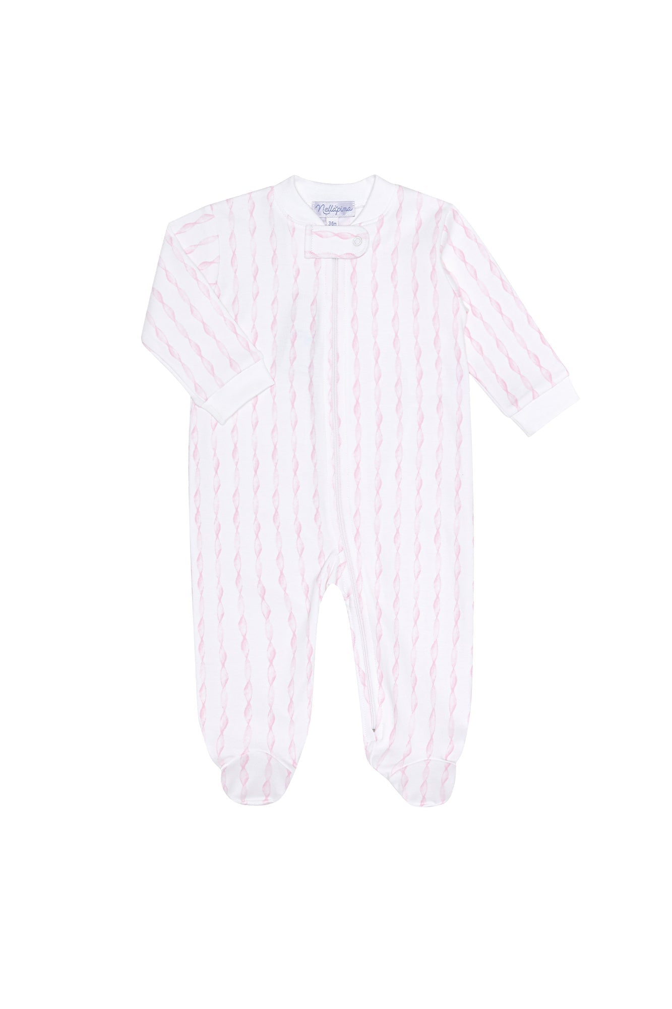 Baby Girl Pink Twirls Pima Cotton Zipper Footie