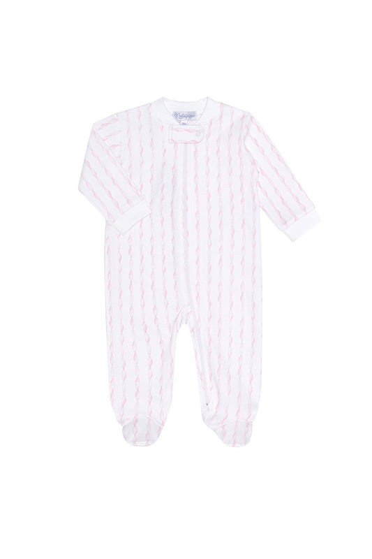 Baby Girl Pink Twirls Pima Cotton Zipper Footie