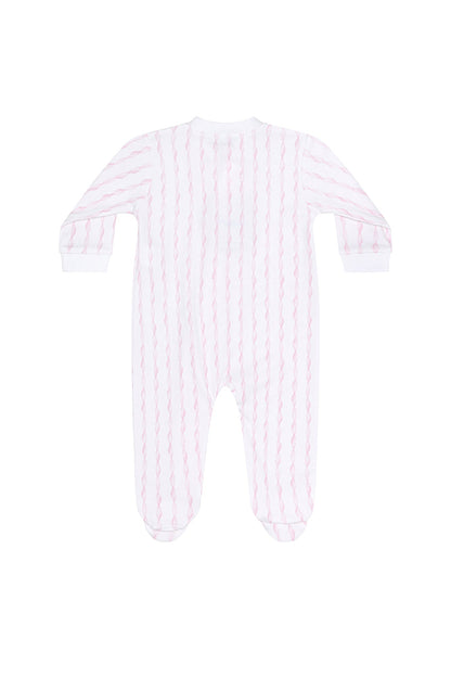 Baby Girl Pink Twirls Pima Cotton Zipper Footie