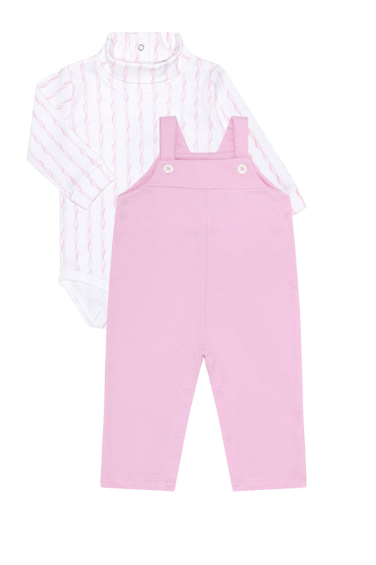 Baby Girl Pink Twirl Overall Pima Cotton Set