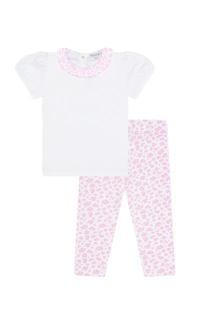 Girls Pink Cheetah Pima Cotton Tee-Leggings Set