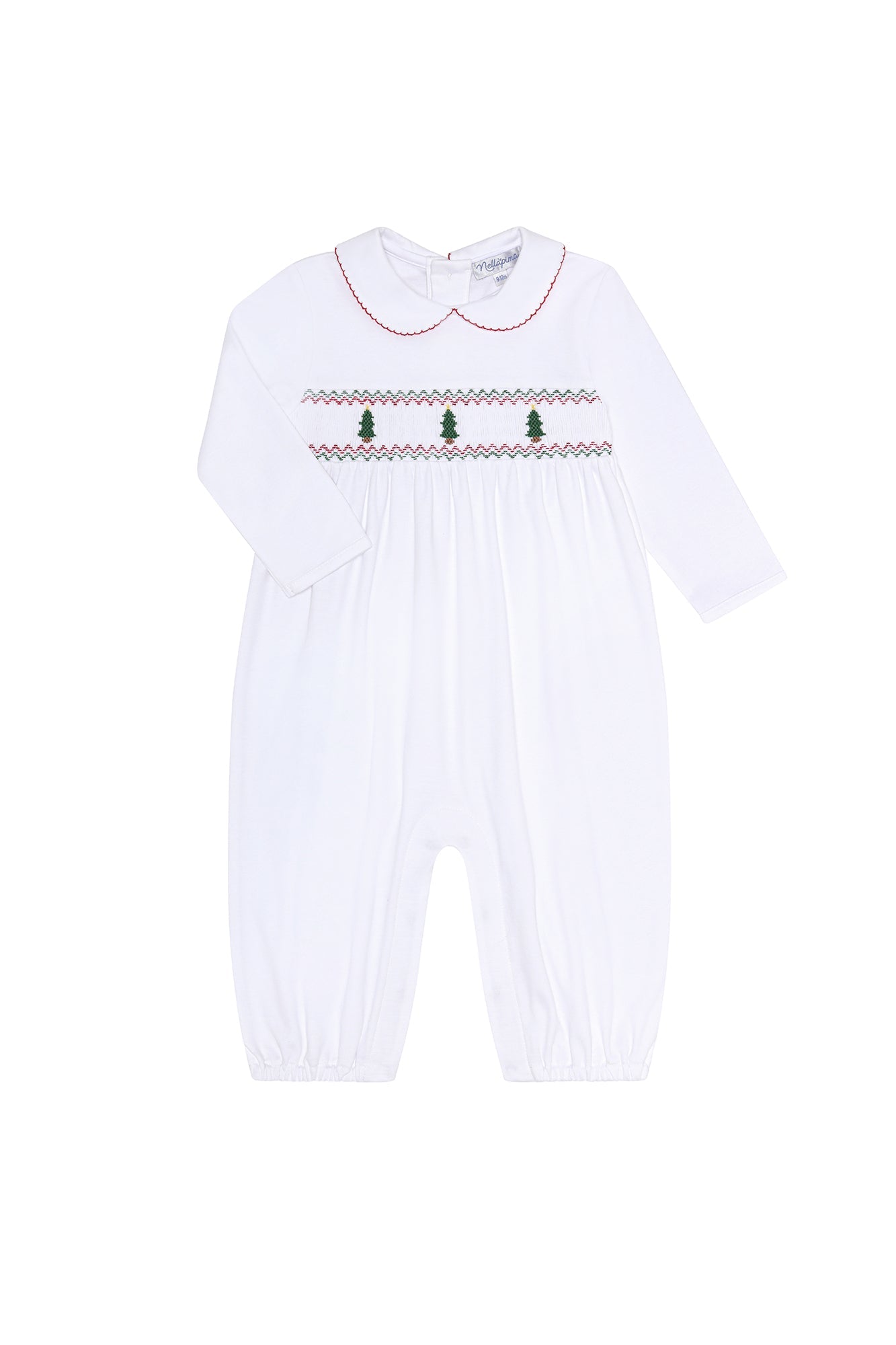 Baby Christmas Tree Smocked Pima Cotton Romper