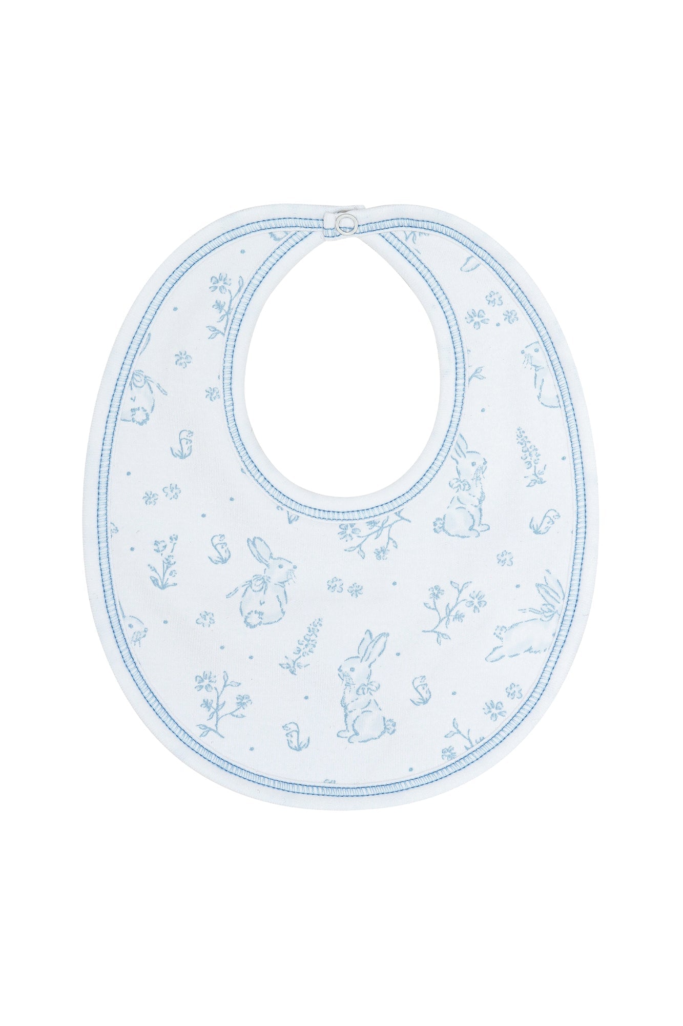 Blue Bunny Toile Bib