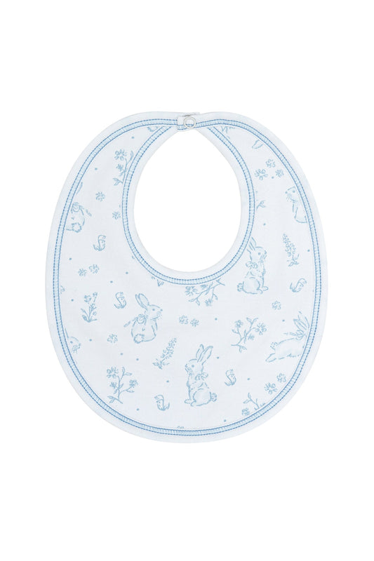 Blue Bunny Toile Pima Cotton Bib for Baby