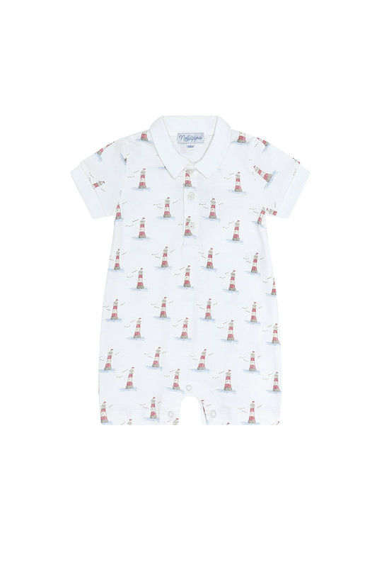 Baby Boy Lighthouse Print Romper Short Sleeve