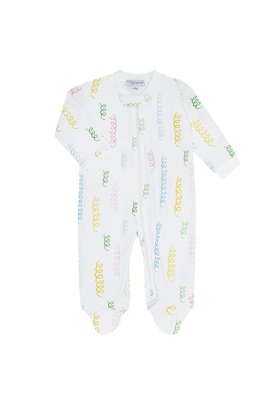 Baby Spirals Print Pima Cotton Zipper Footie