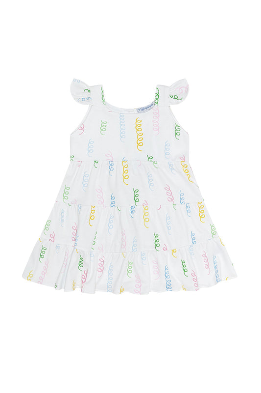 Girls Spirals Print Pima Cotton Ruffle Dress