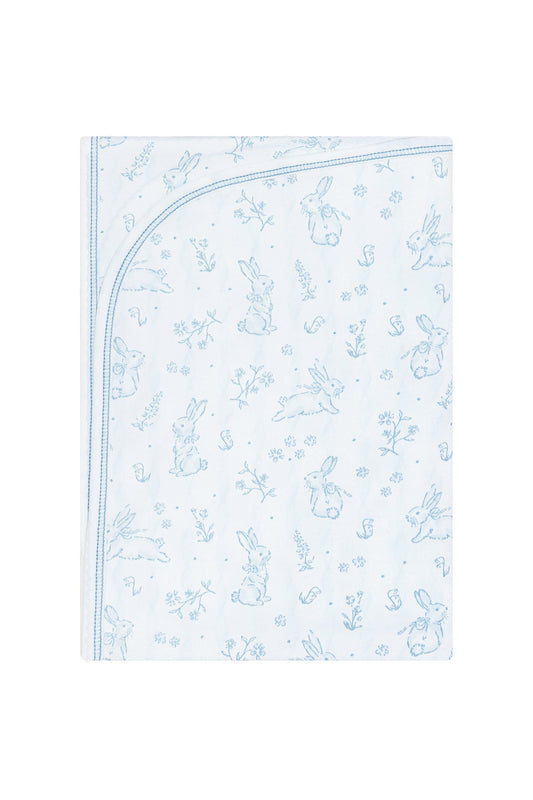 Blue Bunny Toile Blanket