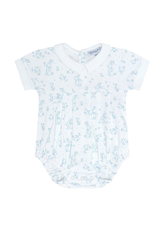 Blue Bunny Toile Pima Cotton Bubble