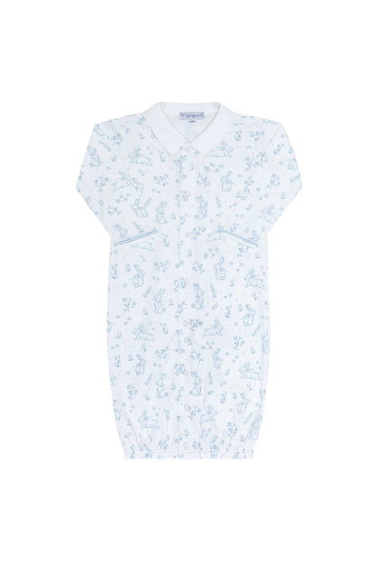 Blue Bunny Toile Pima Cotton Baby Converter Gown