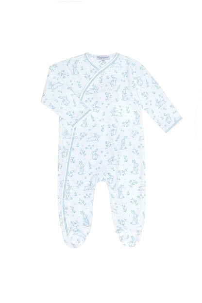 Blue Bunny Toile Crossover Footie