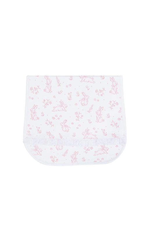 Pink Bunny Toile Burp Cloth