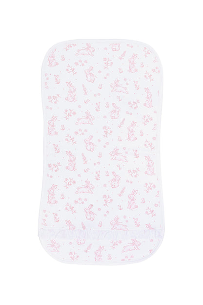 Pink Bunny Toile Burp Cloth