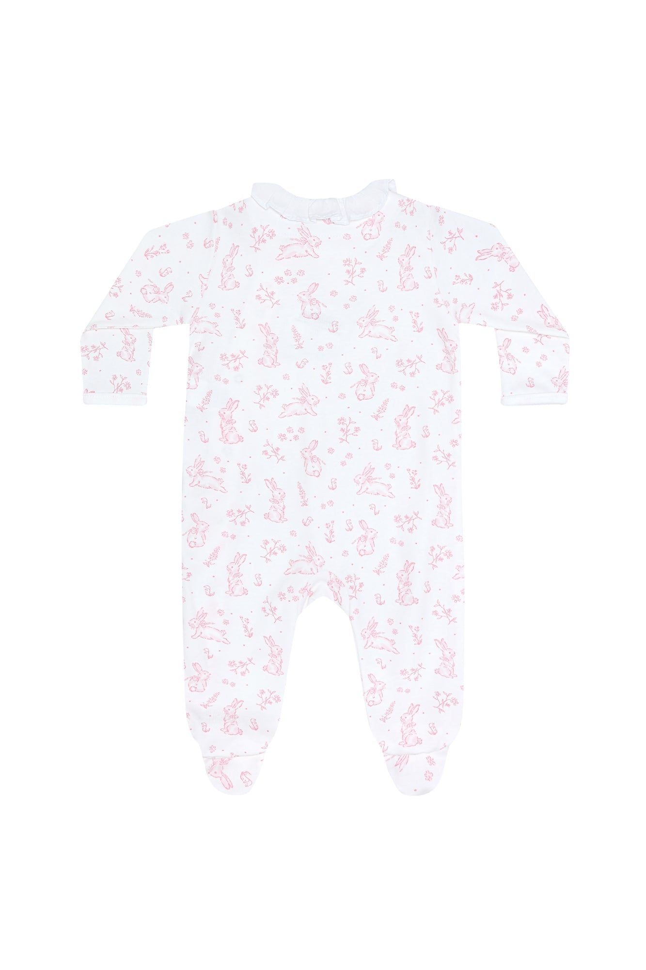 Pink Bunny Toile Crossover Footie