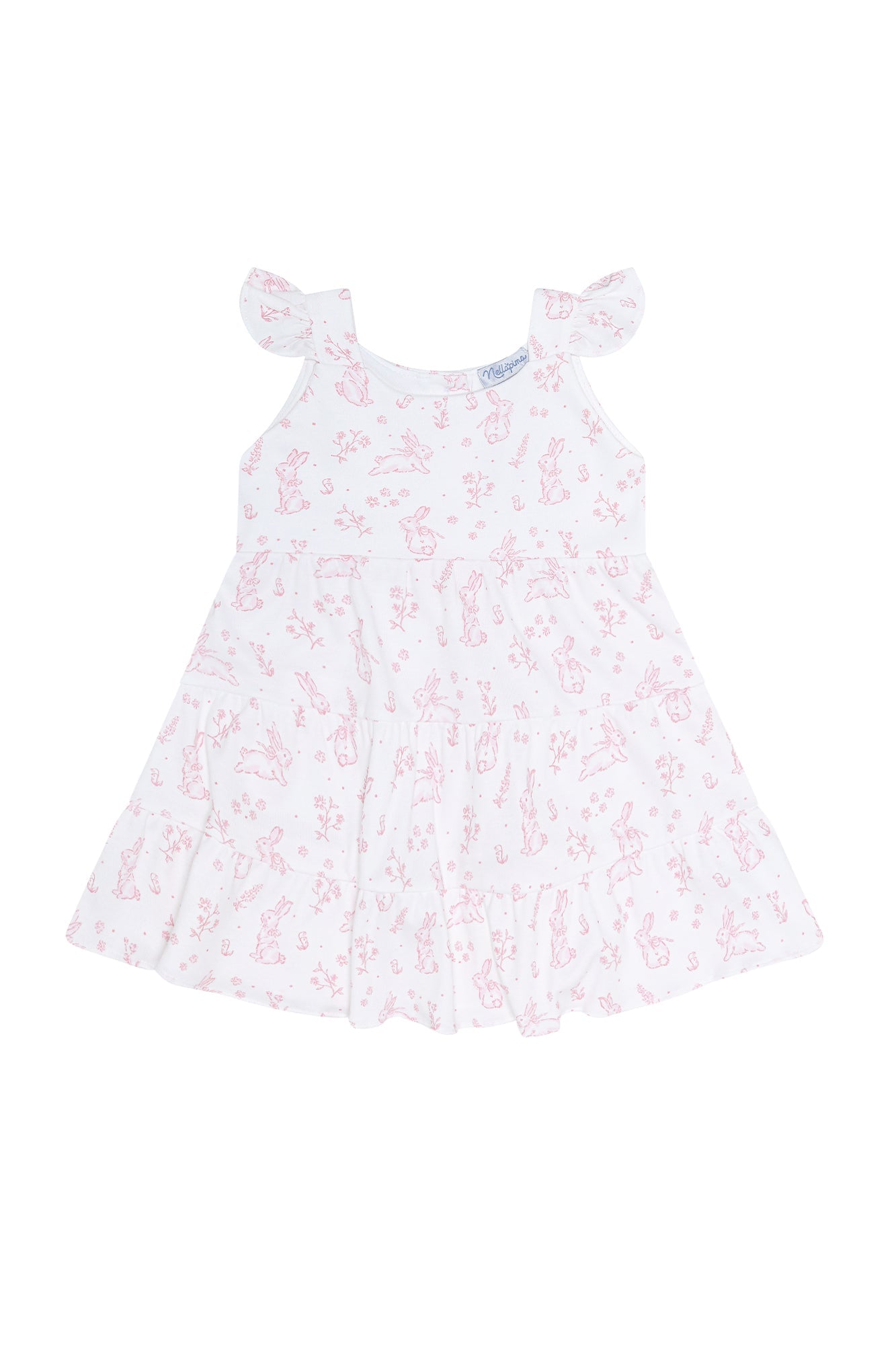 Pink Bunny Toile Ruffle Dress