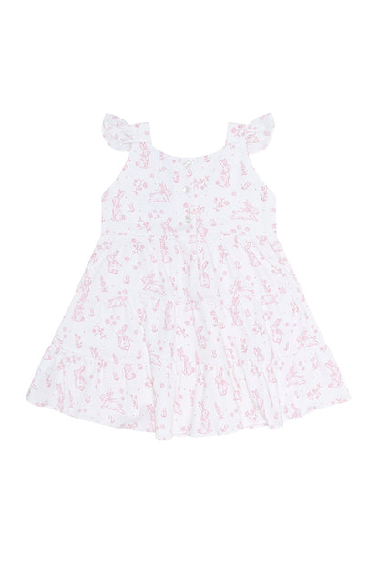 Pink Bunny Toile Ruffle Dress